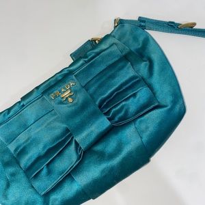 Prada Bow Wristlet Pouch Tessuto